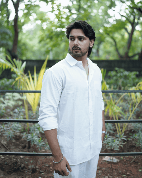 Ivory Ease – Full Sleeve White Cotton-Linen Shirt (Unisex)